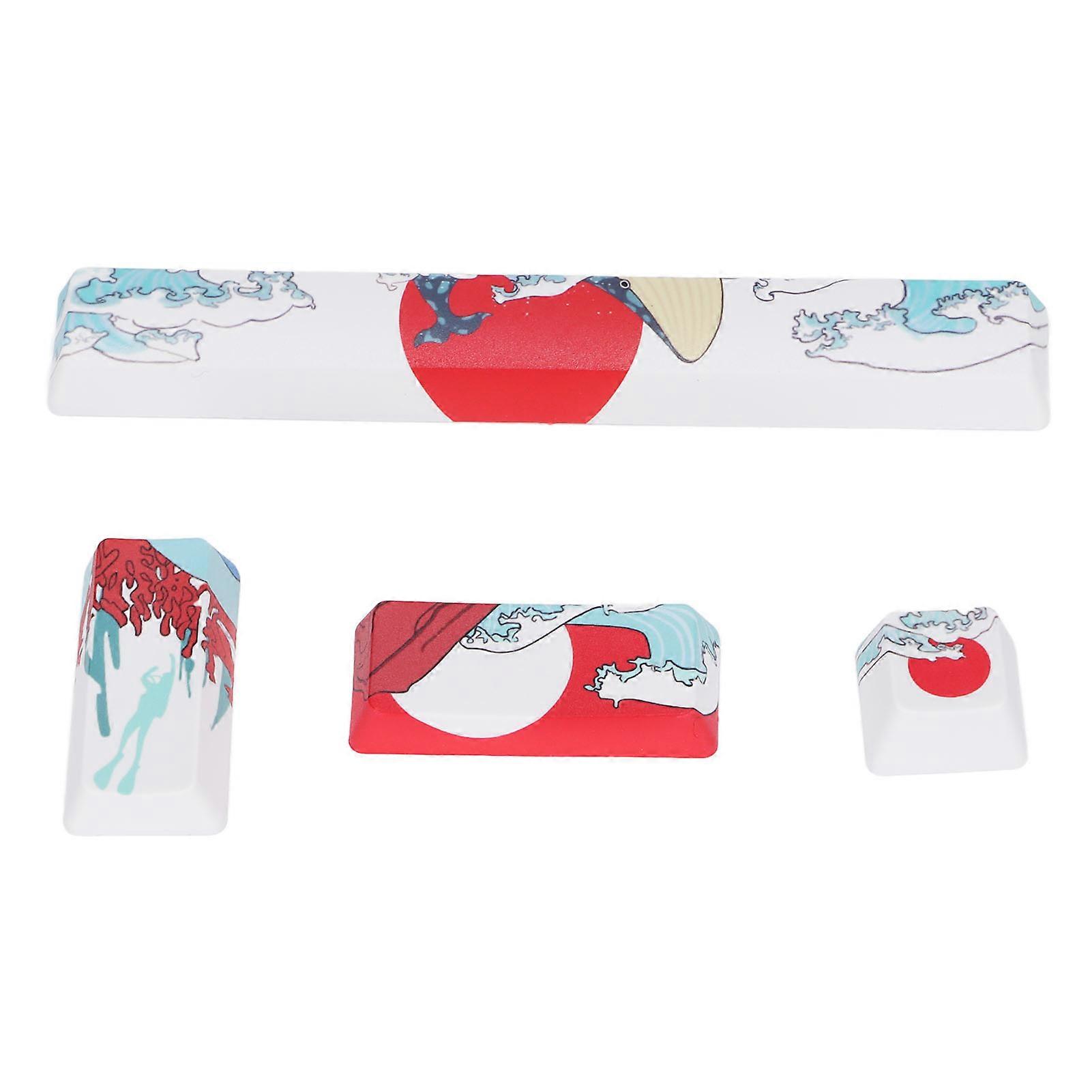 Custom Keycaps 4Pcs Cartoon Pattern DIY Comfortable Feel Abrasion Resistance for Mechanical Keyboards