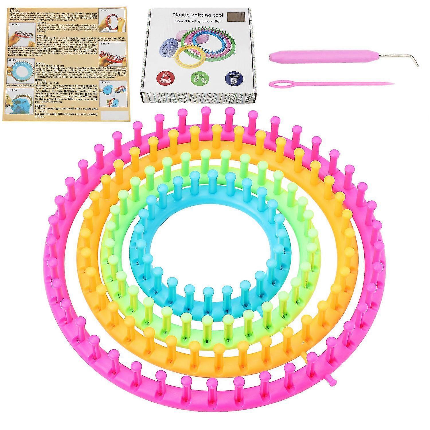 Knitting Rings Set - 4 Knitting Frames for Beginners with Instructions