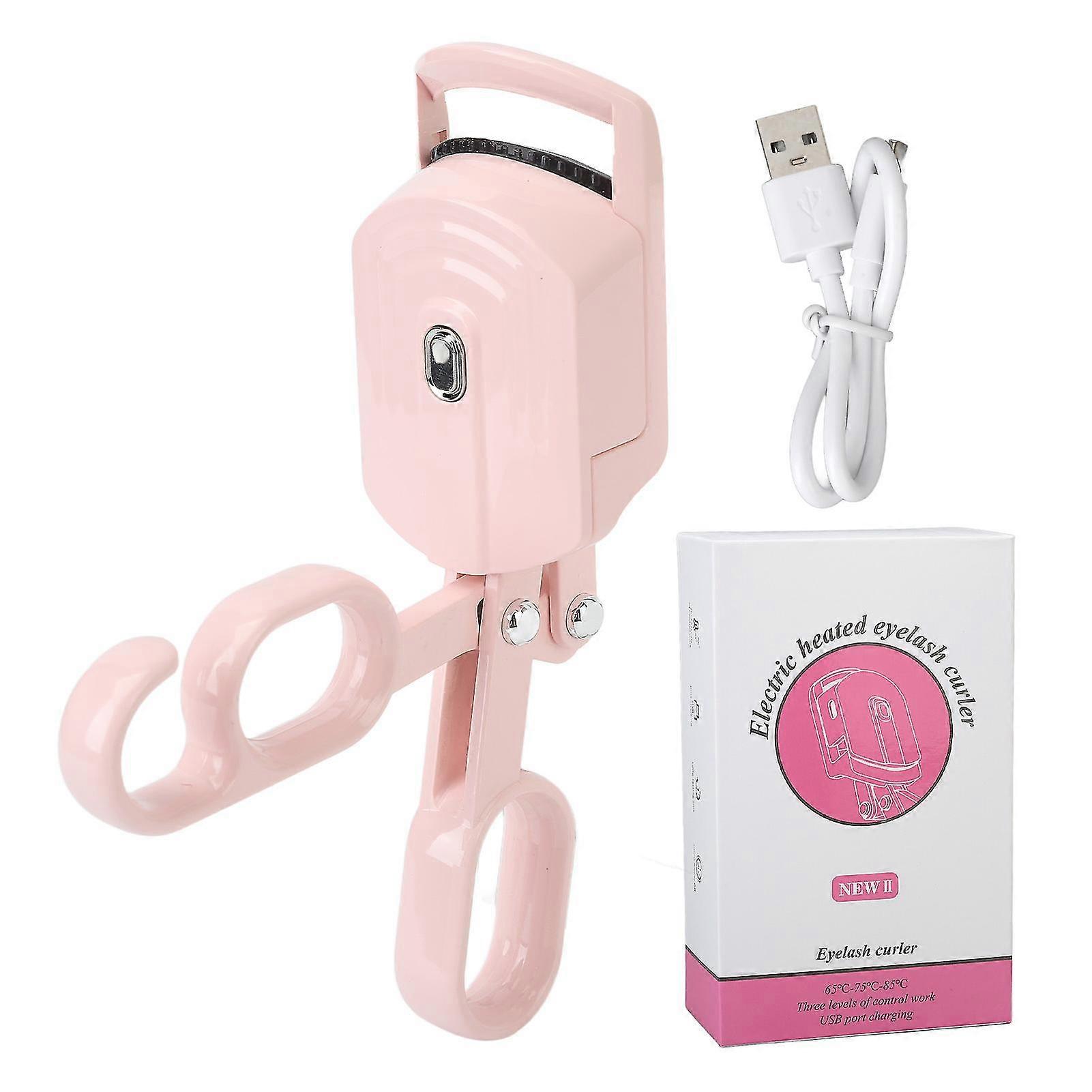 Rechargeable Heated Eyelash Curler - Pink 3 Temperature Levels Long Lasting