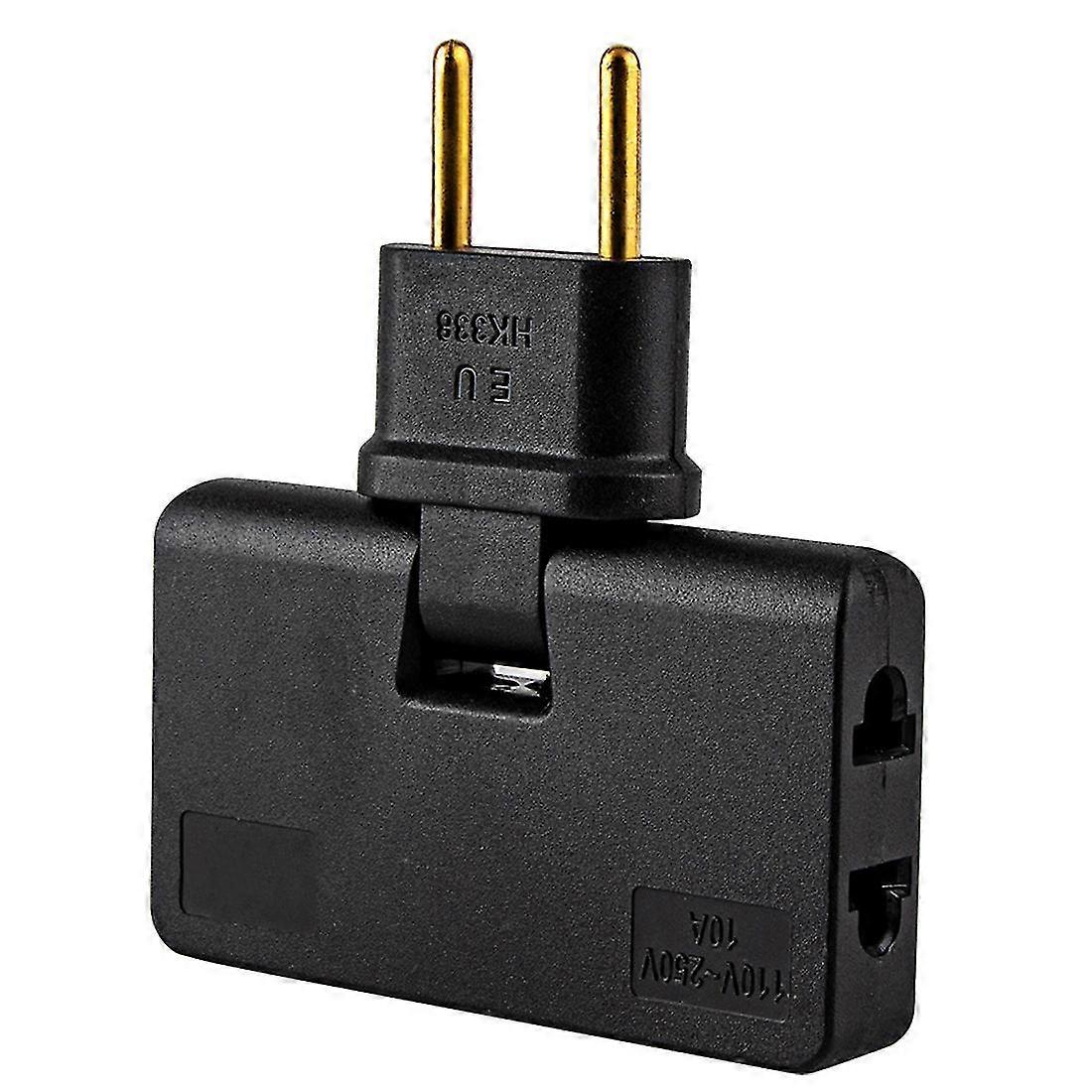Rotate Eu Plug Converter 3 In 1 Rotatable Outlet Extender 180 Degree Mini Outlet Adapter,black