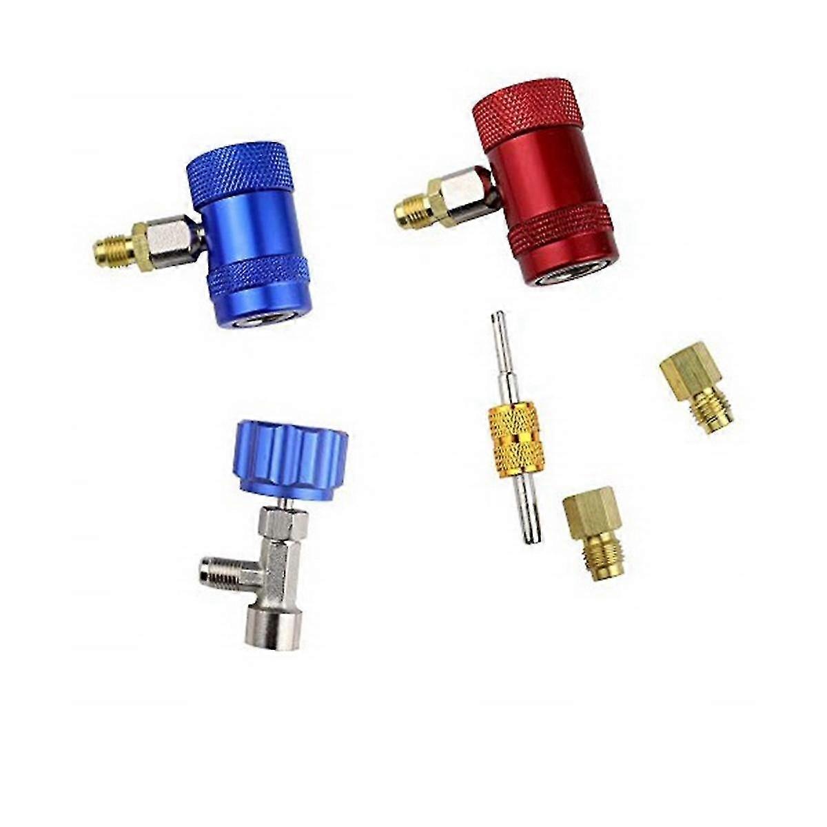 Ac R1234yf Adapter, Quick Manual Coupler With Can Tap, Tank Adapters And Valve Core Remover Kit For Air Conditioning