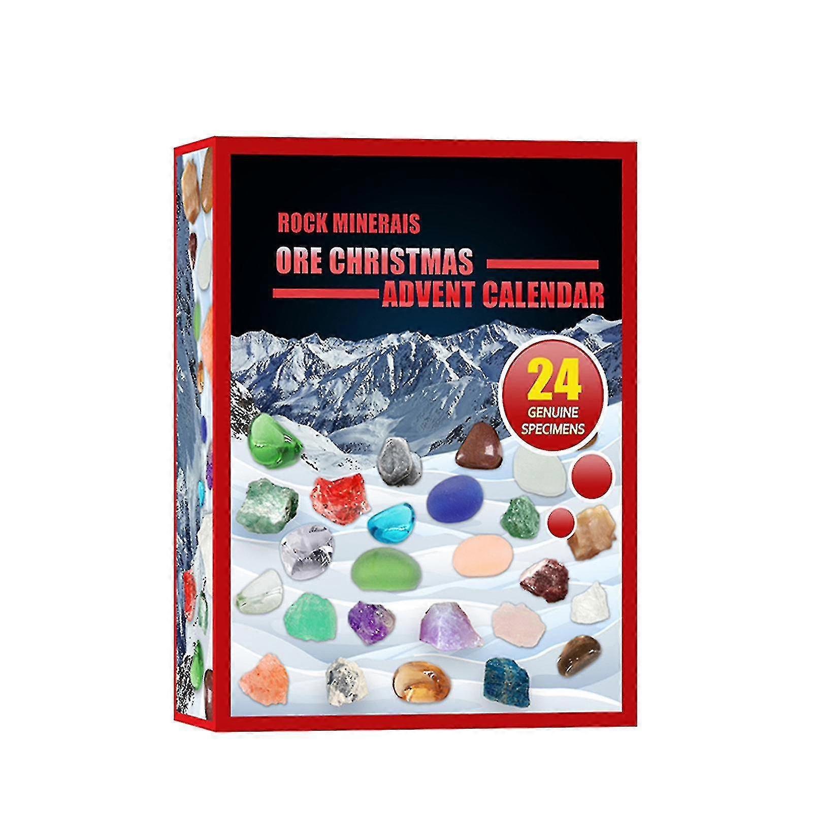 Christmas Countdown Calendar Gifts Box Advent Calendar Crystal Mineral Gem Toys Great Present For