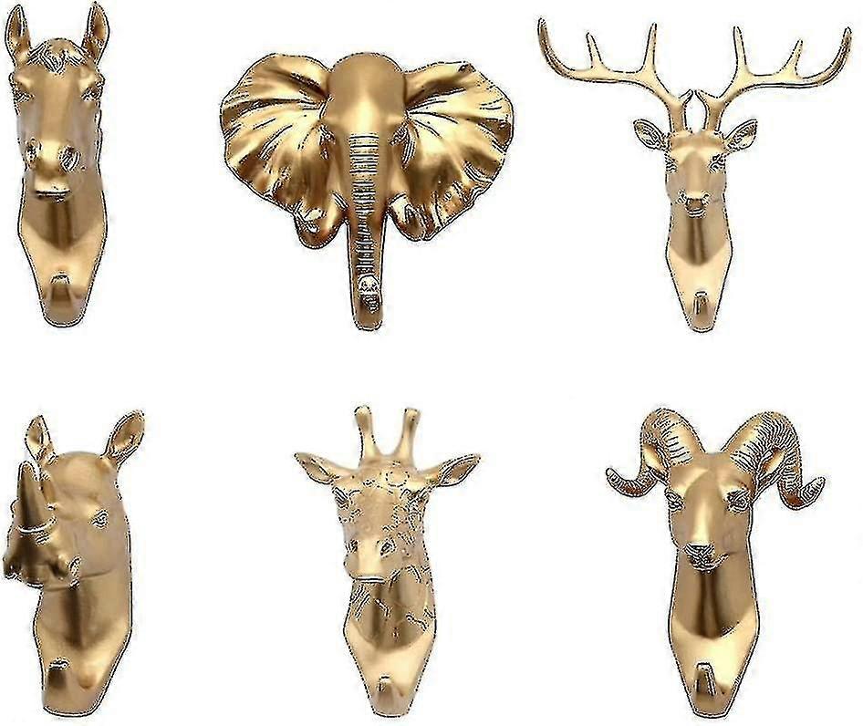 6kpl vaatteet koukku eläin seinäkoukku pyyhe koukku pyyhekoukku universaali koukku, kulta
