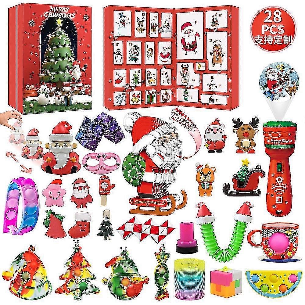 Christmas Double-sided Blind Box Set Diy Decompression Venting Sensory Toys 24-day Countdown Gift Box
