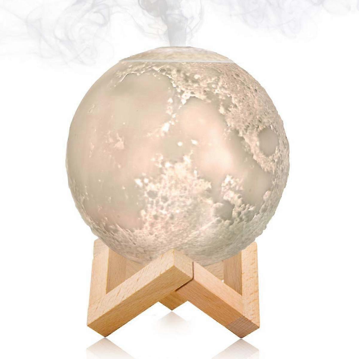 Humidifier - Aromatherapy Diffuser, LED Desk Moon Lamp with Cool Mist Humidifier Function, Adjustable Brightness and Mist Mode (White)