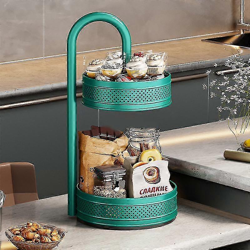 2 Tier Turntable Organizer, 360 Degree Rotating Turntable Storage Container