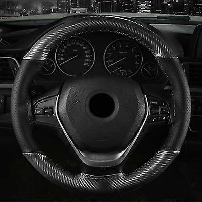 15 inch/38 cm Soft Fiber Leather Car Steering Wheel Cover Anti-slip Steering-Wheel Braid Stitch On Wrap With Needle Thread