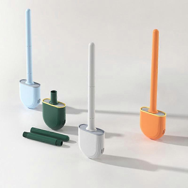 WC-Bürste, 2-teiliges Badezimmer-Silikon-WC-Bürsten- und Halter-Set mit rutschfestem langem Kunststoffgriff und weichen, flexiblen Borsten, WC-Bürste mit Ho