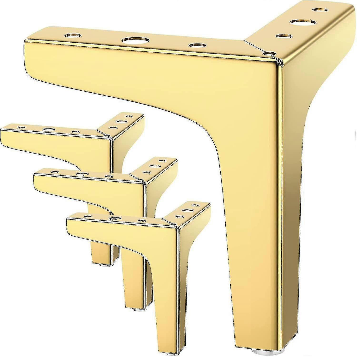 Set Of 4 Furniture Legs, Up To 800 Kg, 10 Cm Modern Metal Triangular Table Legs, Hairpin Furniture Legs For Cabinets, Gold