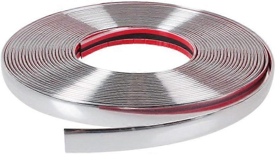 Auto-Styling-Streifen, 10 mm * 15 m Autofenster-Zierstreifen-Selbstklebender Zierleisten-Chrom-Streifen für Auto-Van-LKW-Verkleidungskantenschutz