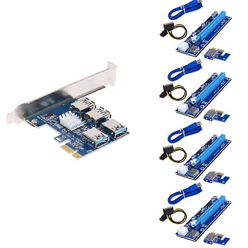 PCI Express Multiplier Riser Card 1X to 16X USB 3.0 1 to 4 PCIe Adapter Card