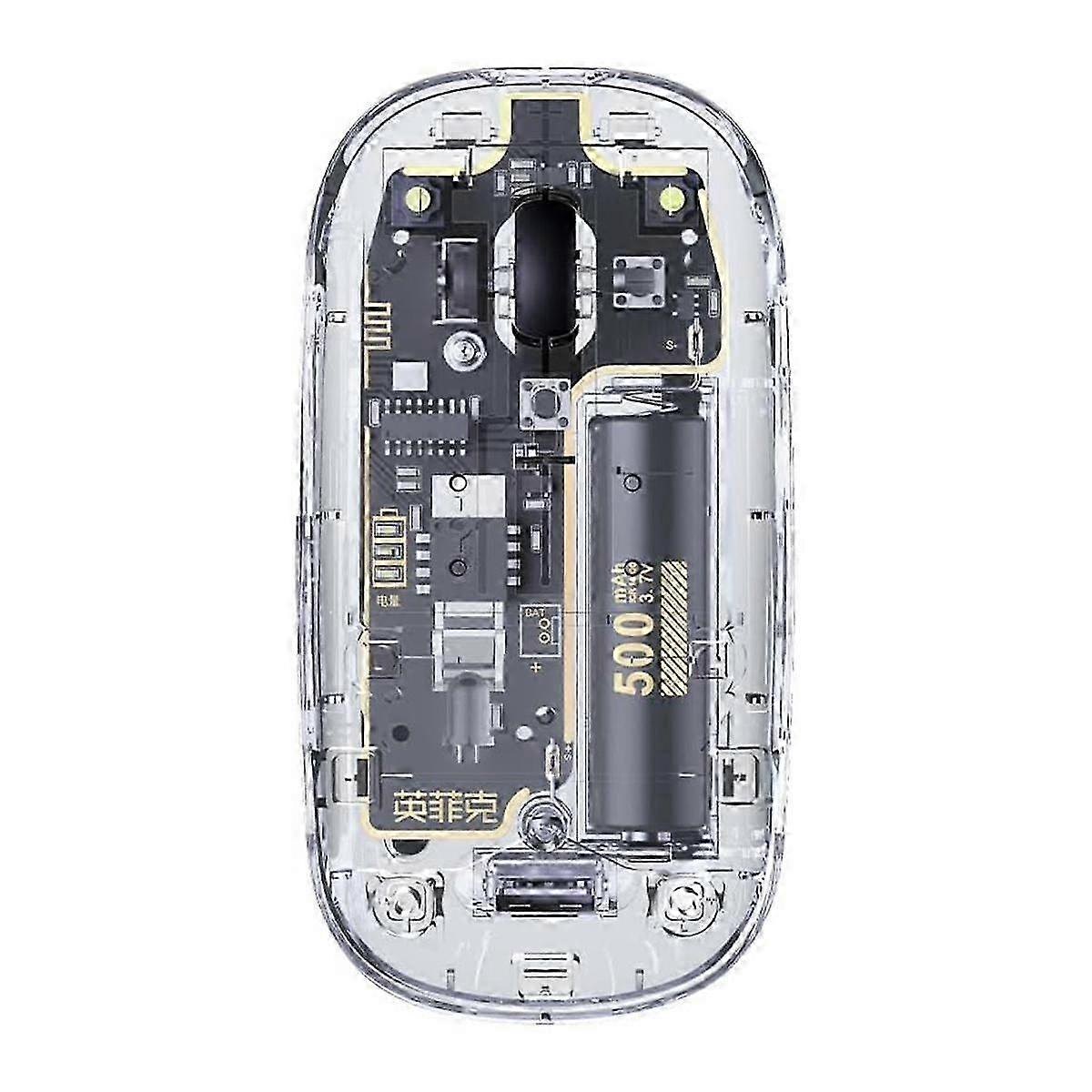 X50 Wireless Mouse Transparent, 2.4g Slim Mouse Wiederaufladbare geräuschlose Computermaus für PC-Laptop