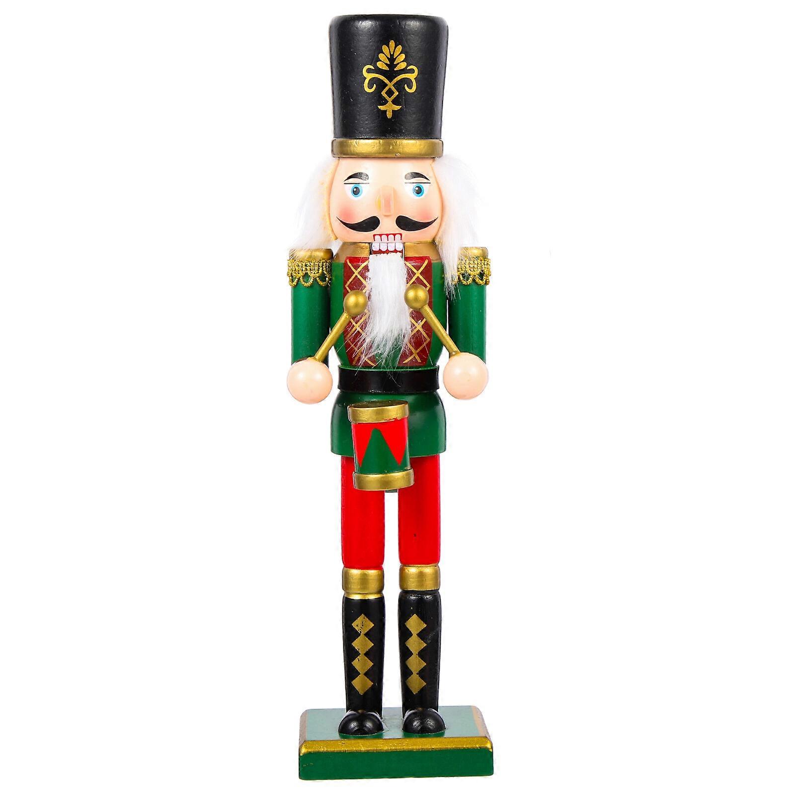 Wooden Nutcracker Puppet Decoration Xmas Soldier Figurine Wooden Nutcracker Craft