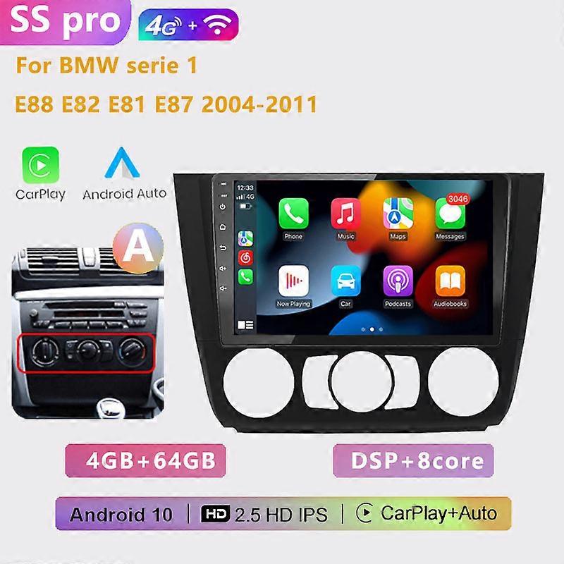 2din 4+64G Auto Android Autoradio Multimedia Player Carplay GPS Navigation IGO NO CD für BMW 1er E87 E88 E82 E81 2004-2014