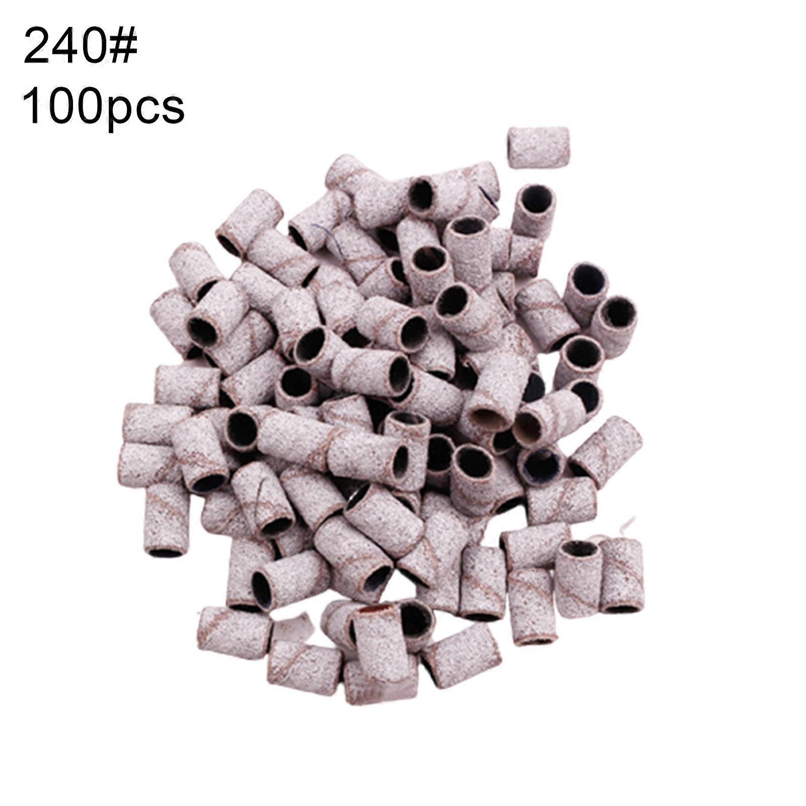 100Pcs Polisher Machine Bits Drill Grit Sanding Band Grinding Ring Nail Tool