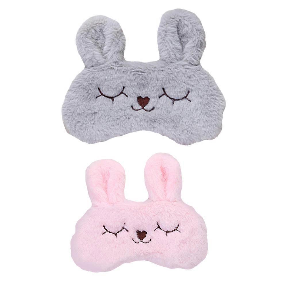 2pcs Plush Lovely Rabbit Eyeshade Eyepatch Eye Mask Sleeping Mask Eye Shade