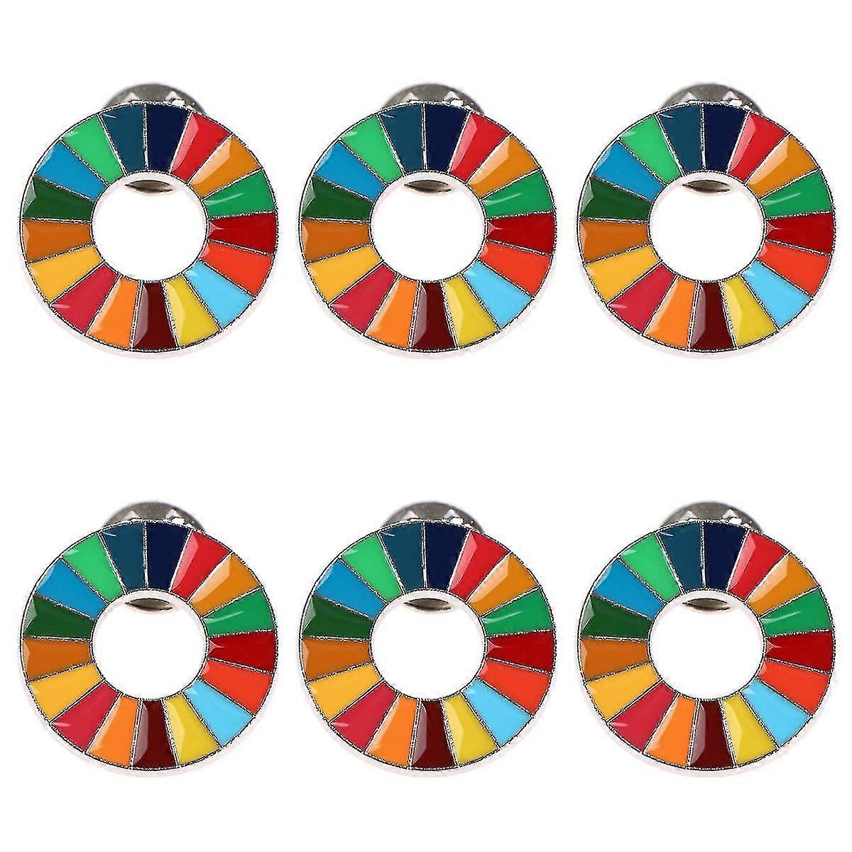 6 stk emalje 17 farger Bærekraftige utviklingsmål Brosje FNs Pin Badge-Basic (6 stk)