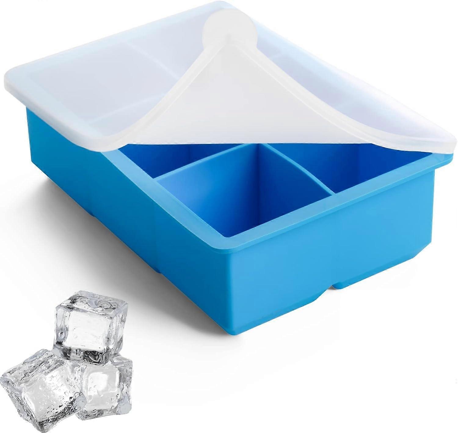 Large Ice Cube Tray with Lid, Spill Proof, Easy Release 2 inch Large Ice Cube Mould for Drinks