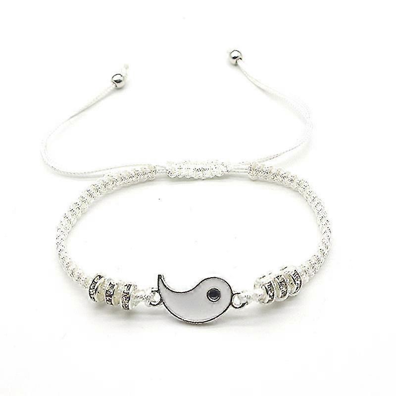 2pcs Couple Bracelets 2 Matching Yin Yang Hand-silver