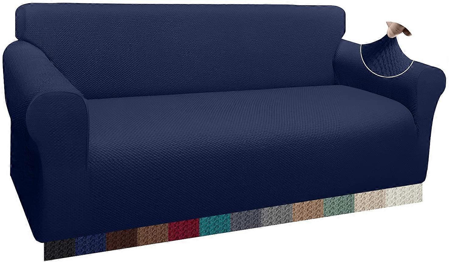 Blu marinoGrandi fodere per divani spesse 1 pezzoFodera per divano elasticizzata per divano a 3 cuscini Ultima fodera per divano jacquard per animali domestici Protettore per mobili per bambini con 