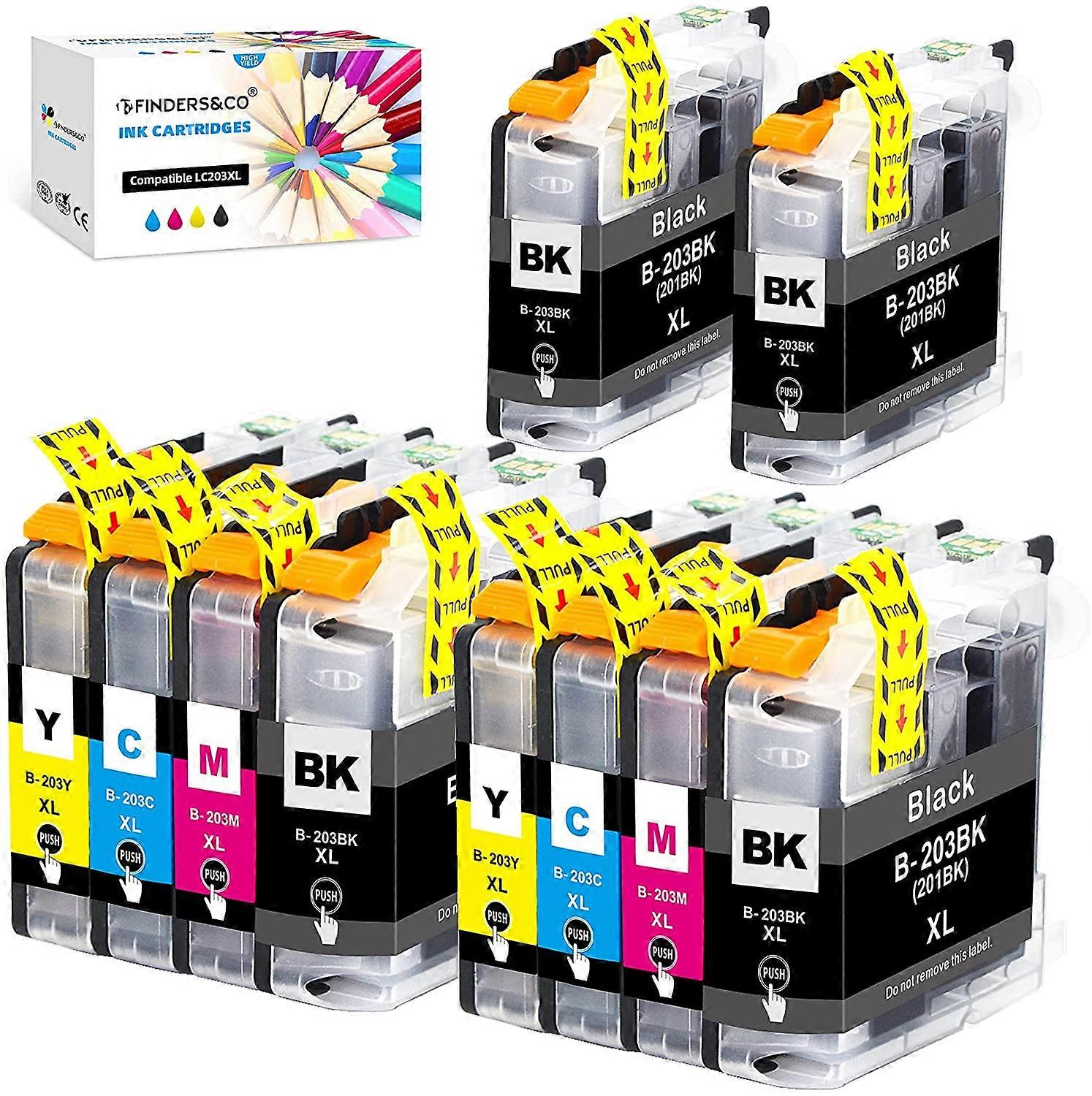 F FINDERS&CO Ink Cartridges Replacement for Brother LC203 LC201 LC201XL LC203XL Ink to Work with Brother MFC-J460DW J480DW J485DW J680DW J880DW J885DW