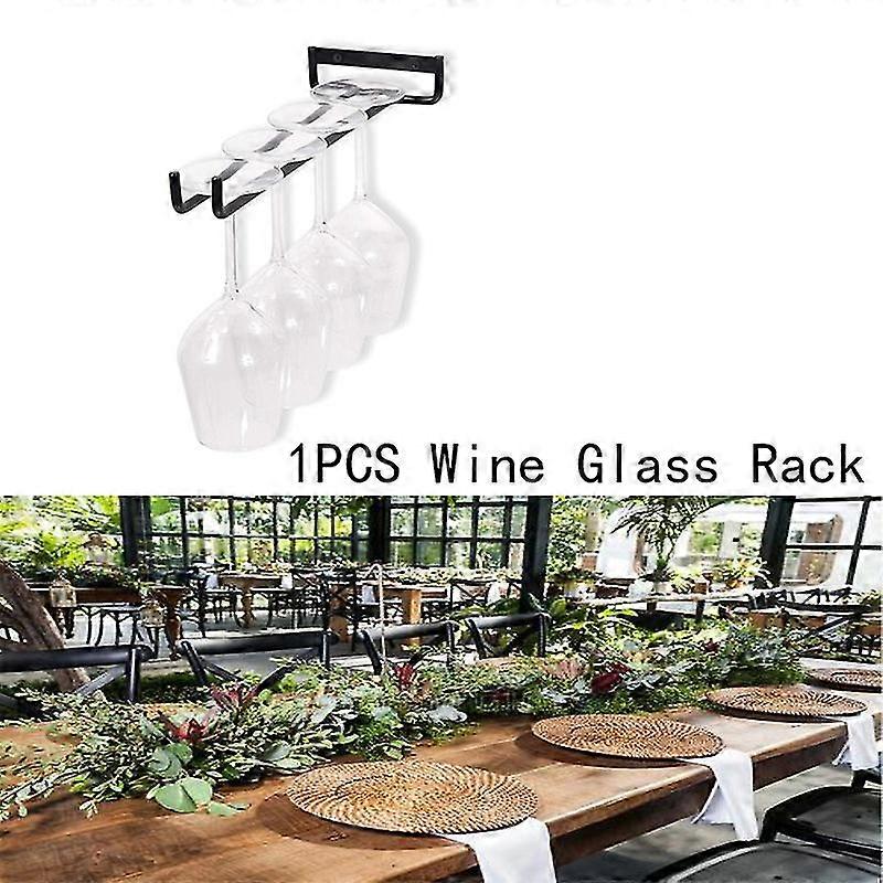 30cm Stemware Wine Glass Rack Wall Mountable Wrought Iron Black