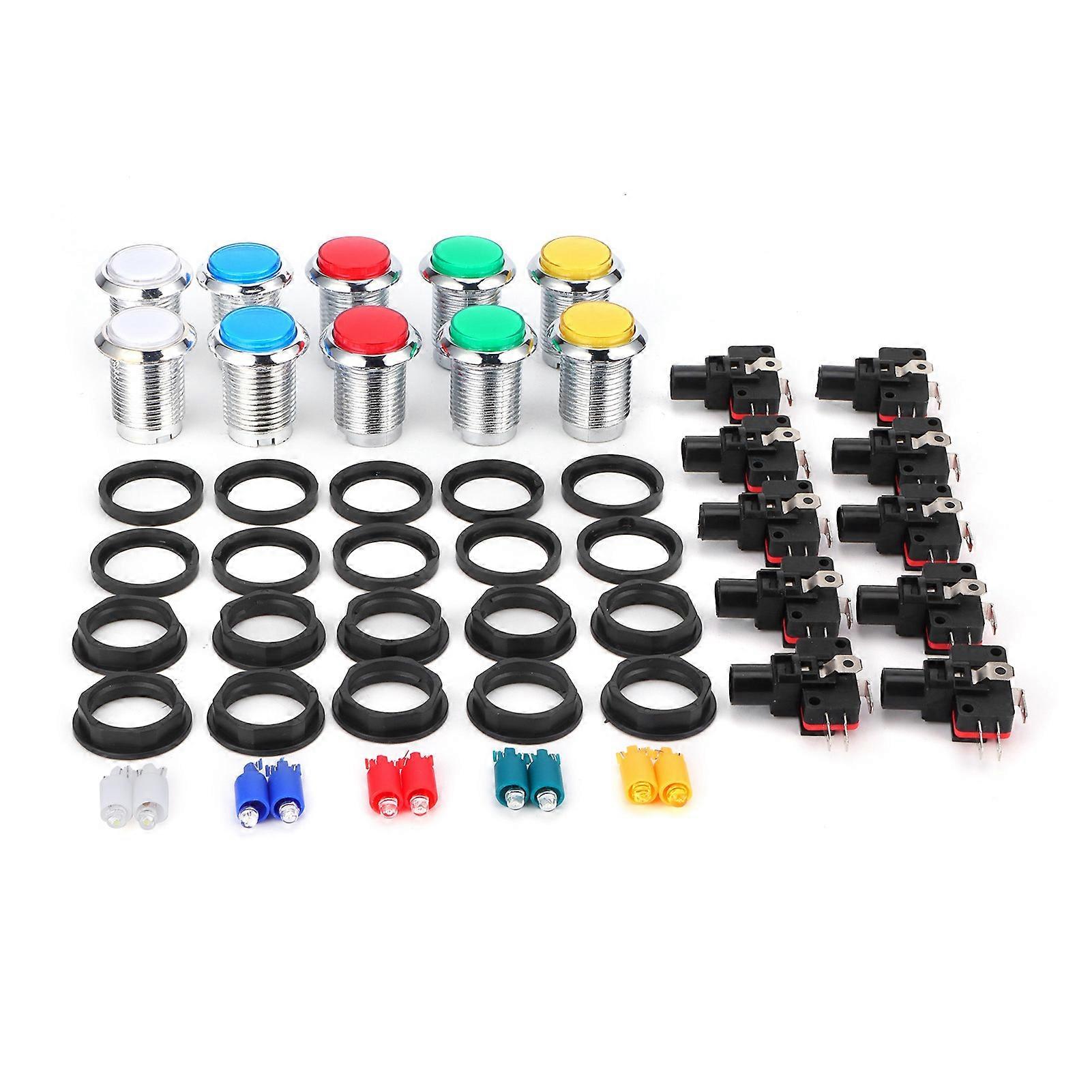 32mm Small Round SilverPlated Button with Light Game Console Button Switch Arcade Button