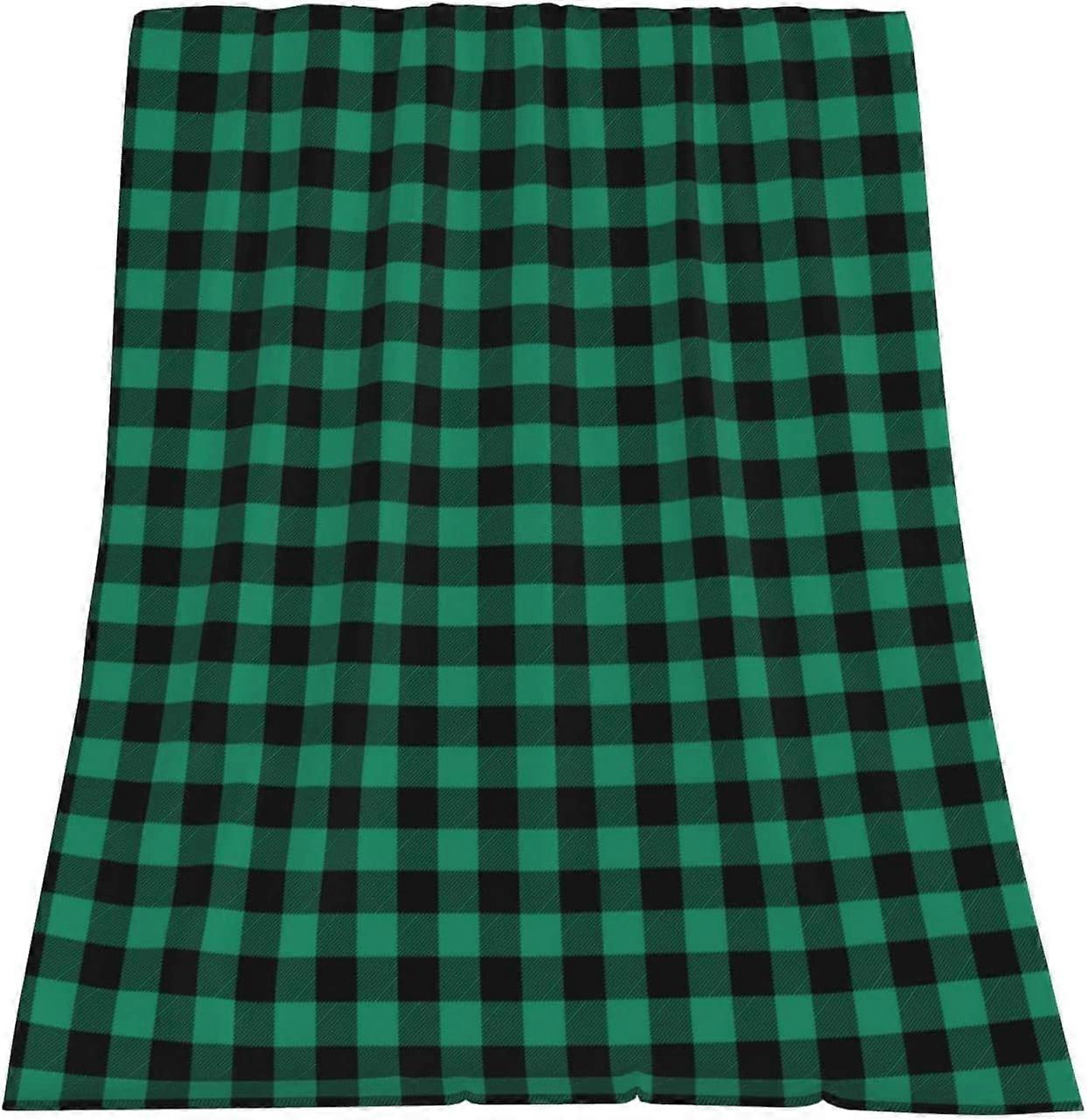 buffalo plaid tæppe til sofa sovesofa sort og grøn ternet mønster tæppe varm hyggelig letvægts rejse udendørs tæppe til kvinder mænd til 