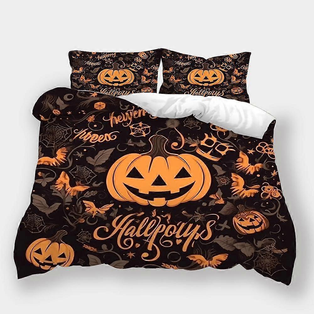v4511 Lençóis Estilo Halloween Crânio Abóbora Capa de Edredão Conjunto Crianças Fronhas Lençóis IU4511