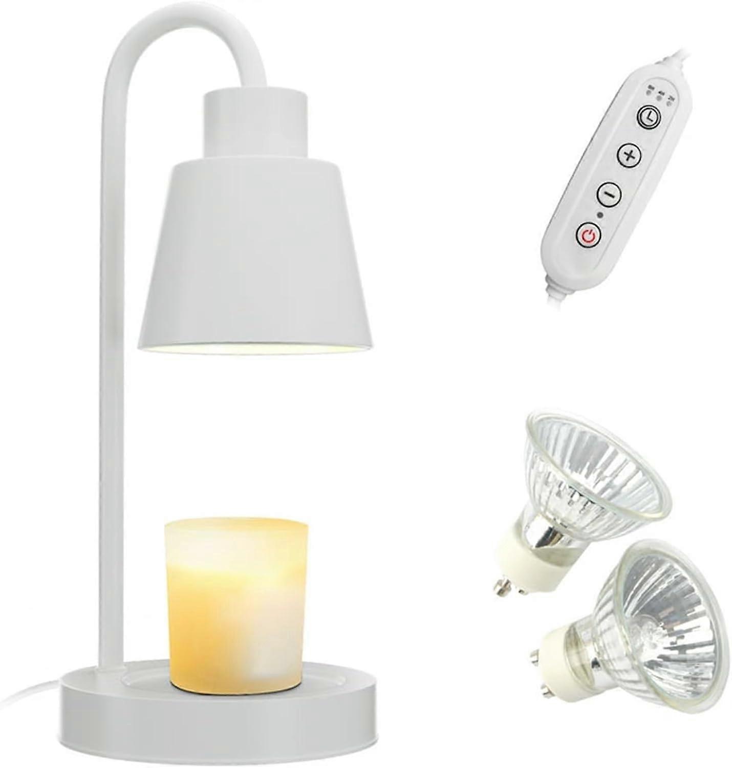 Dimmable Candle Warmer Lamp with Timer, Convenient And Safe Candle Lamp for Home Scented Jar Candles Heater with 2 Bulbs,White
