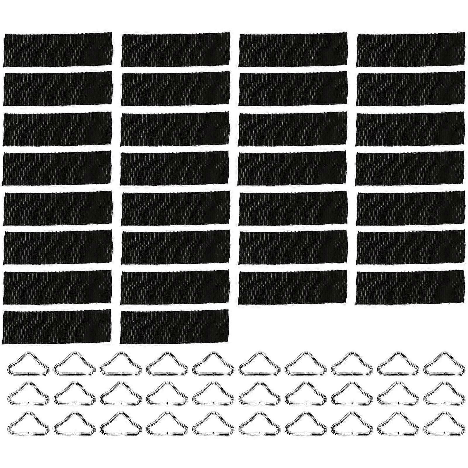 30 Pcs Crianças Trampolim Conector Bandage Trampolim Alças Net Bungee Bed Triângulo Anel Metal Triângulo Anel Fivela
