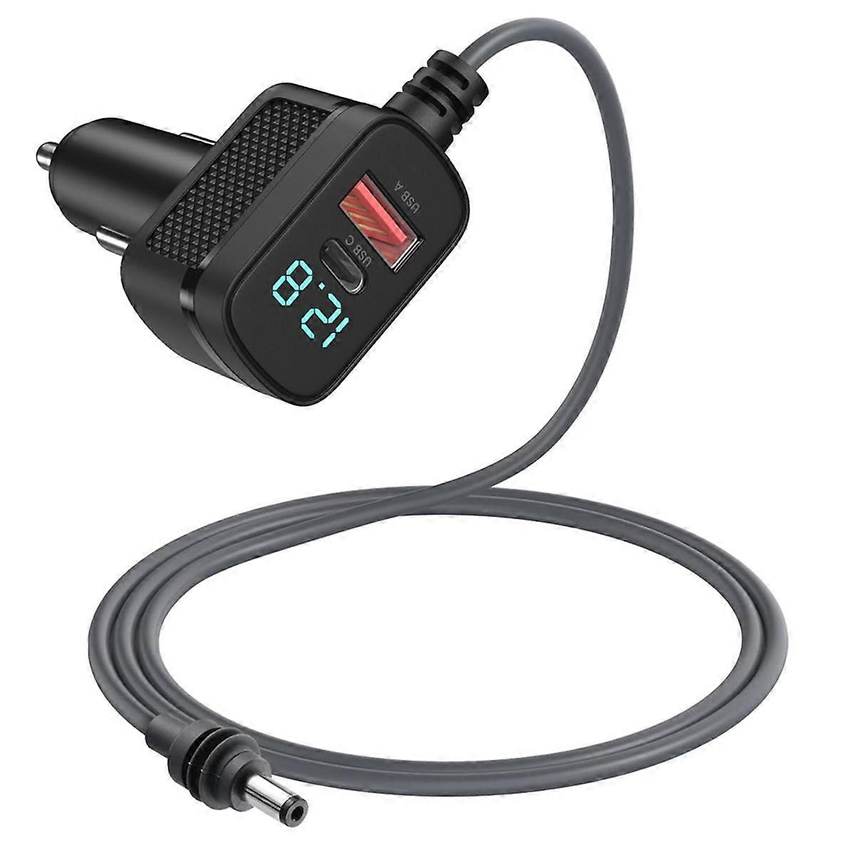 Car Charger for Mini Power Cable,12V-48V Adapter with USB C Charging Port and LED Voltmeter Display