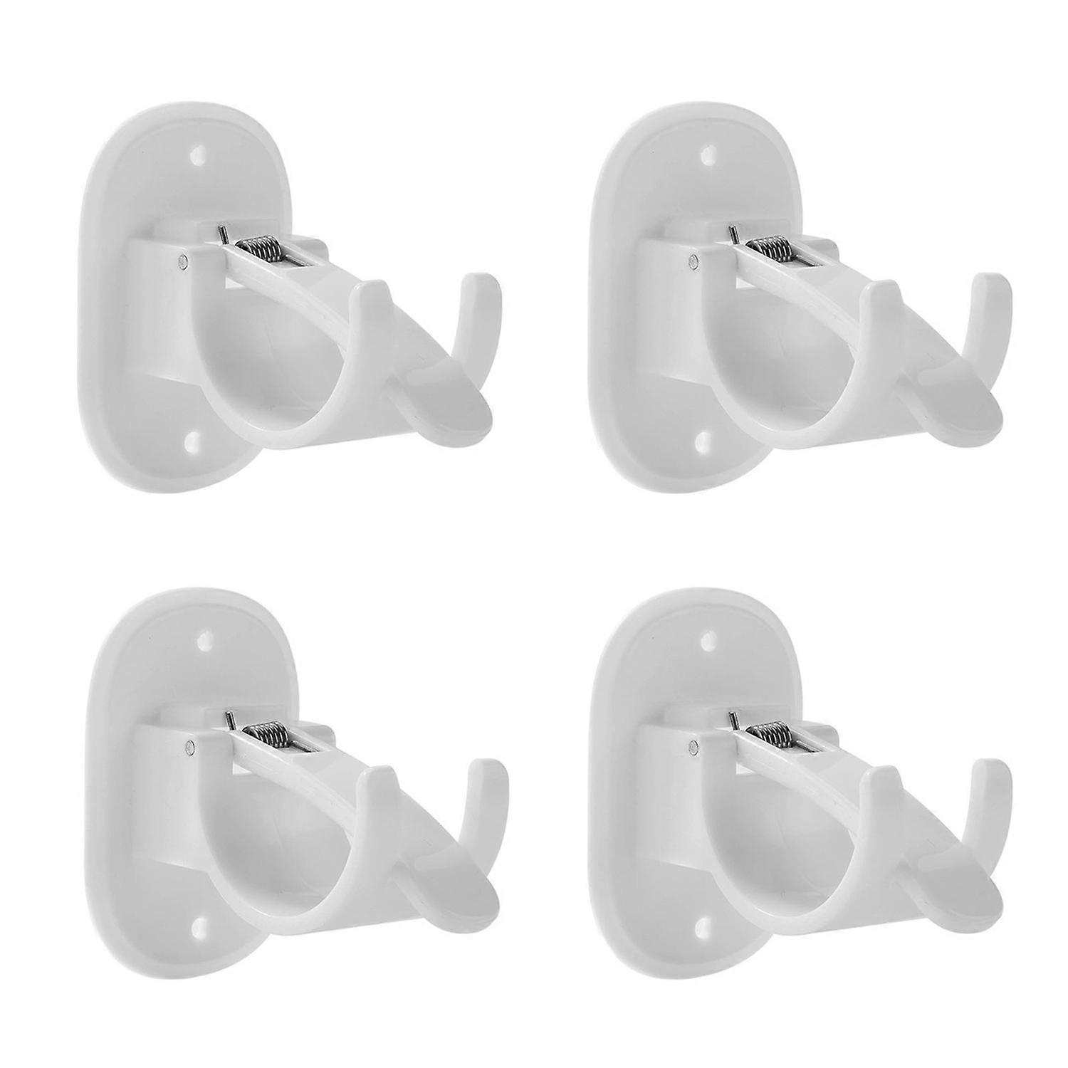 4 Pcs Curtain Rod Hooks Two Installation Ways Self-adhesive No-puching Anti-slip Wall-punching with