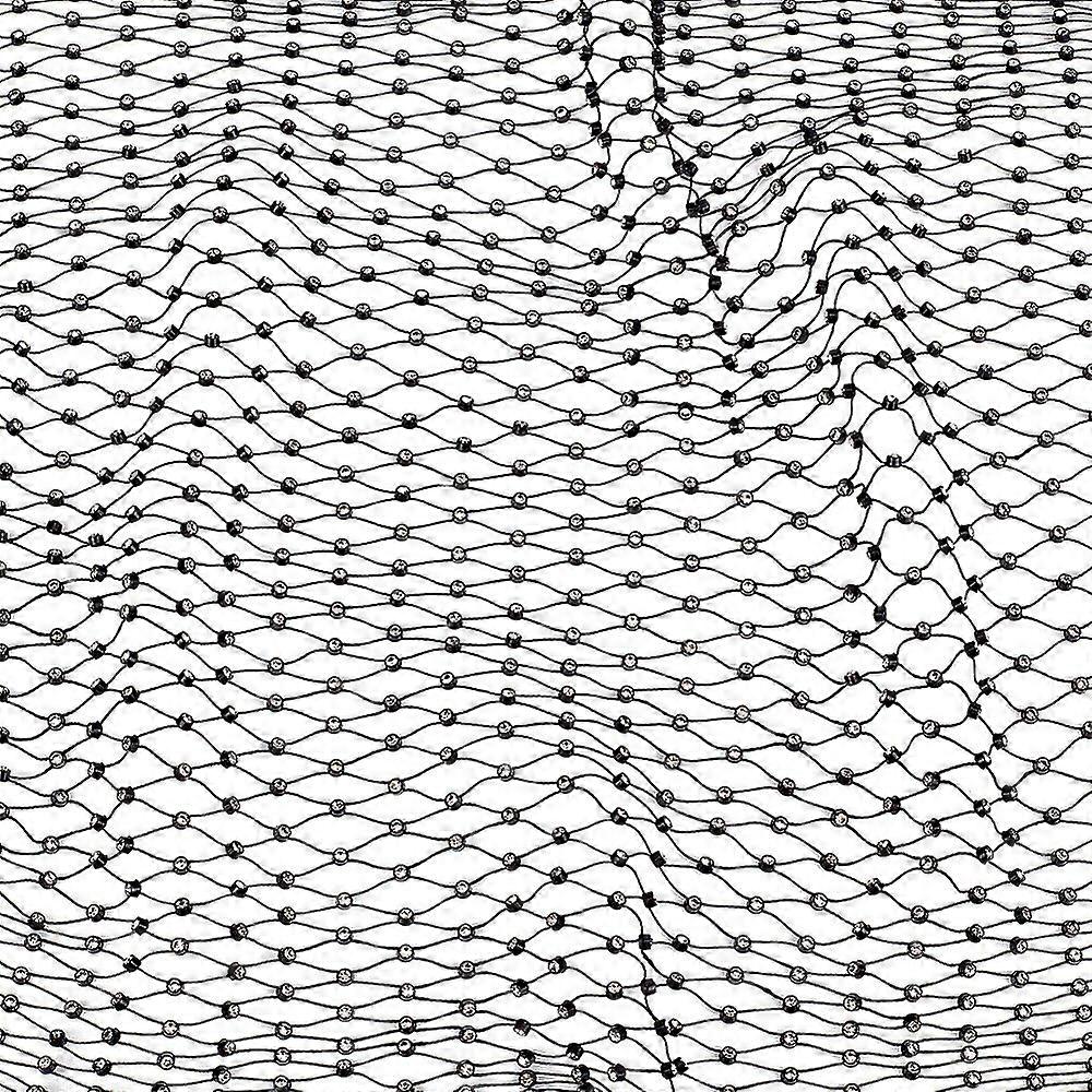 Polyester Rhinestones Fabric for Garment Accessory Black 33~35x0.25cm 2 yard/pc