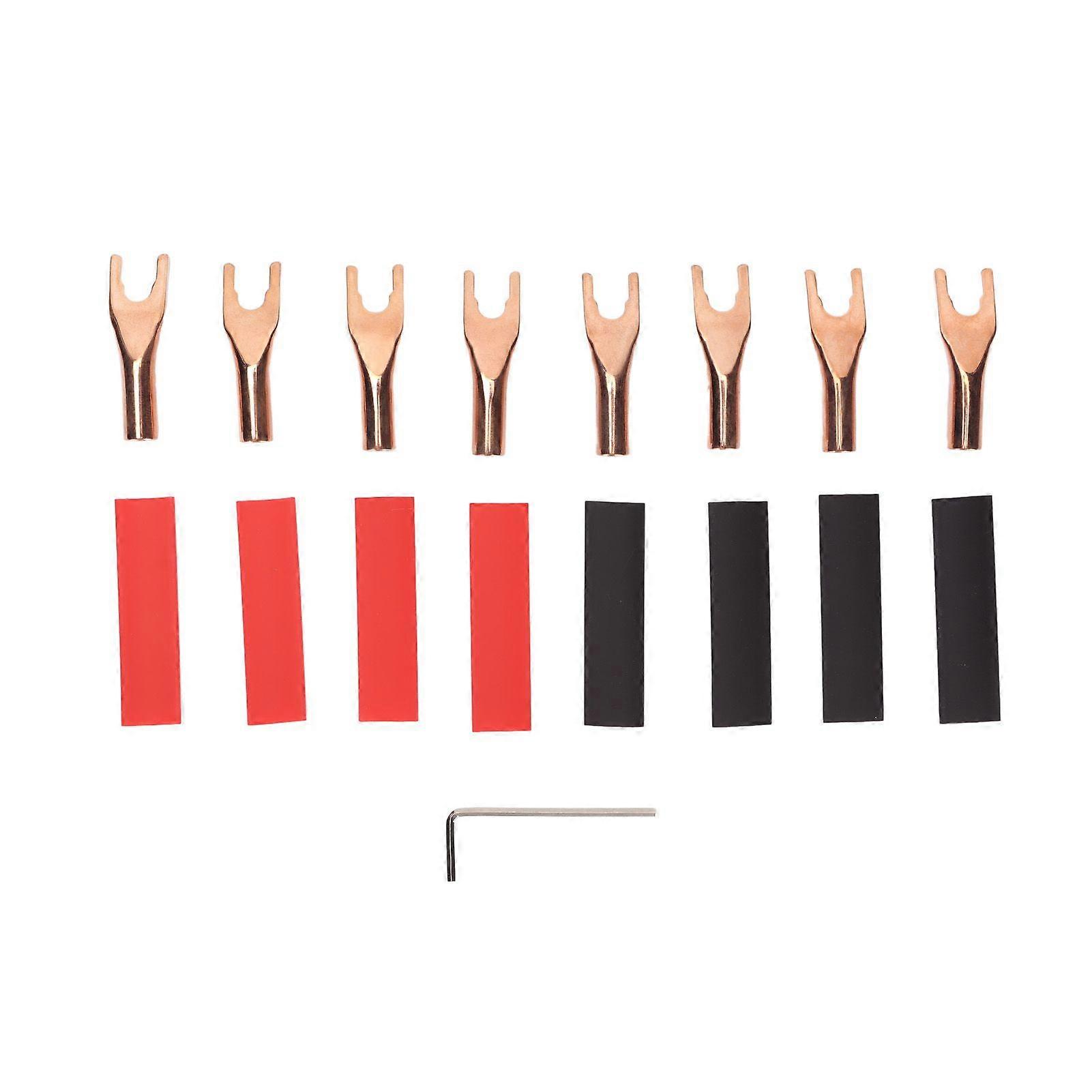 Y Spade Plug Copper Plated Dual Screws Locking 45 Speaker Wire Connector for 4mm Diameter