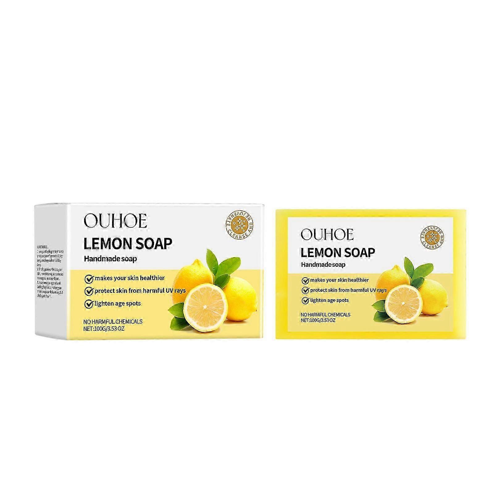 Natural Lemon Soap Bar, 100g Lemon Bath Soap, Handmade Solid Soap Lemon Bar Soap for Bathing Shower Washing