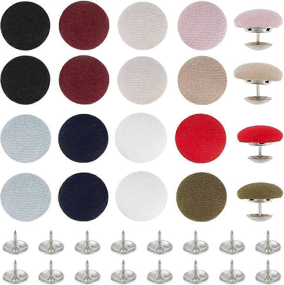 20 Set 10 Color Cloth Covered with Metal Buttons 18.5mm/0.73 Inch Cloth Covered Baseball Cap Button Top Replacement Sewing Fabric Cloth Covered Button