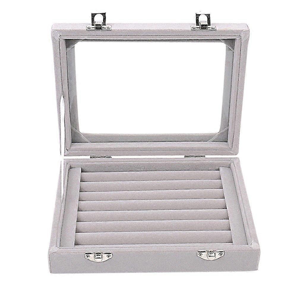 Velvet Jewelry Display Storage Box with 2 Clasps, Compact Travel Organizer, Elegant Black Velvet Design