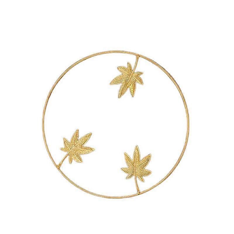 Light luxury metal wall hanging wall decoration living room background wall decoration maple leaf single circle A