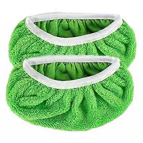 Yousheng 2Pcs Mop Replacement Cloth Coral Fleece Absorbent Cleansing Shoe Cover Elastic Band Design Floor Cleaning Rag
