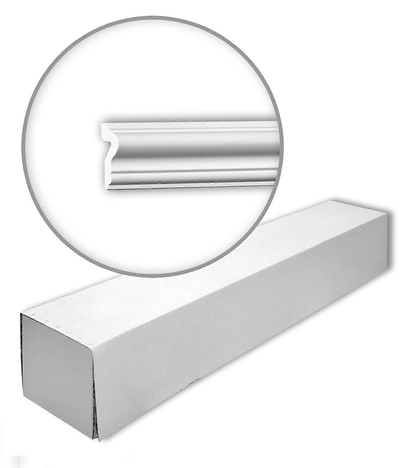 e-Delux GmbH 10 x Wandlijsten 651301-box-10 20 Meter Profhome Geëxtrudeerd polystyreen (XPS) 200 cm wit reeds geprimed licht, zeer vormvast, schokbest