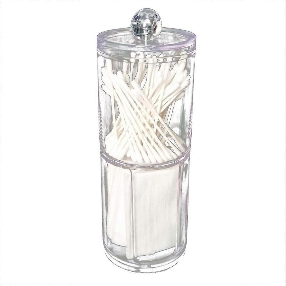 1Pc Acrylic Comestic Plastic Round Box Cotton Pad Swabs Makeup Storage Case