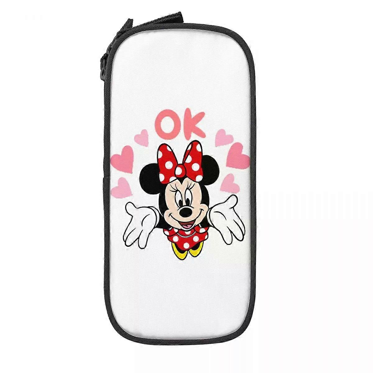 t2224 Classic Minnie Mouse Mickey Mouse Pencil Case Funny Cartoon Pencilcases Pen for Girl Boy Large Bag School chyd2224
