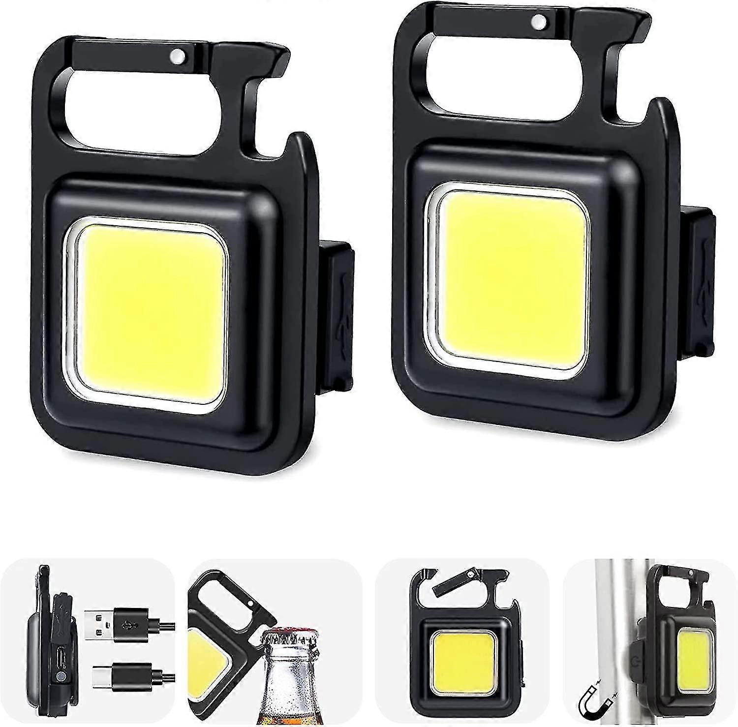 1000 Lumens Bright Rechargeable Led Keychain Flashlight, 4 Light Modes Portable Pocket Light With Folding Bracket Bottle Opener Magnet Men Gifts For C