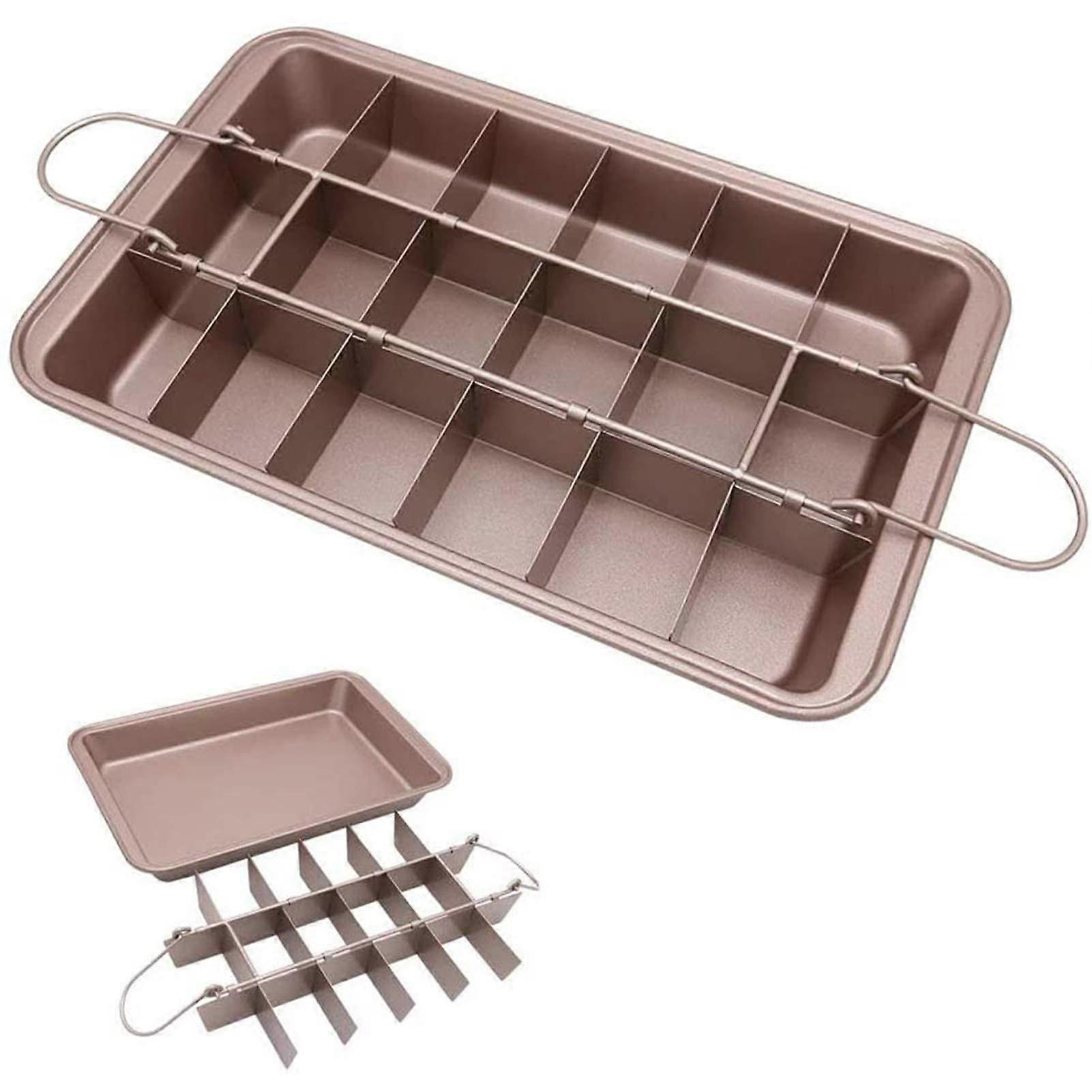 Non-Stick Brownie Pan with Dividers, 18 Pre-Slice Edges, 12 x 8 x 2 Inches for Baking Brownies, Muffins, Cupcakes