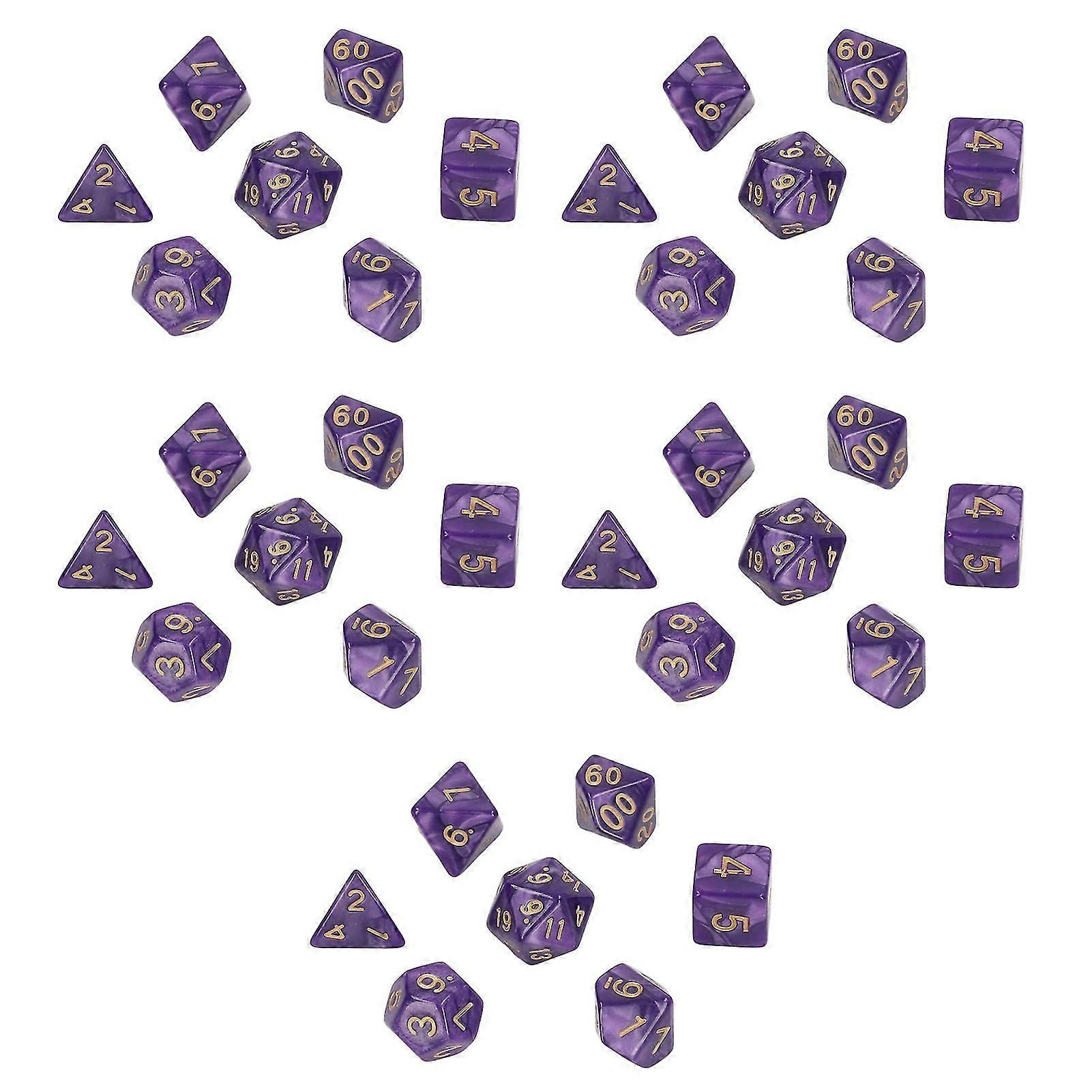 Interactive Game School Supplies - Polyhedron Dice Set with Gold Numbers (5 Sets)