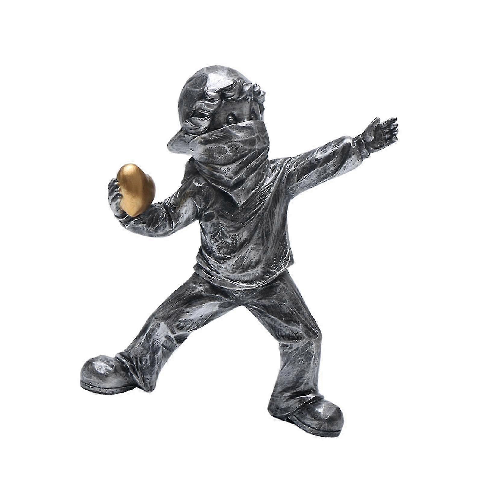 Scultura di lanciatore in resina dipinta a mano per mensola da bar, decorazione, libreria, bianco