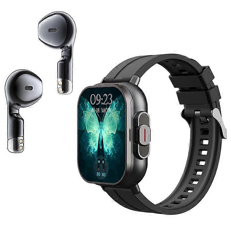 D8 2 in 1 Bluetooth Earphone Smart Watch Health Monitor Fitness Tracker Wristband, Silicone Strap