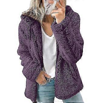 Women Teddy Bear Coat Jacket Winter Warm Casual Outwearpurple