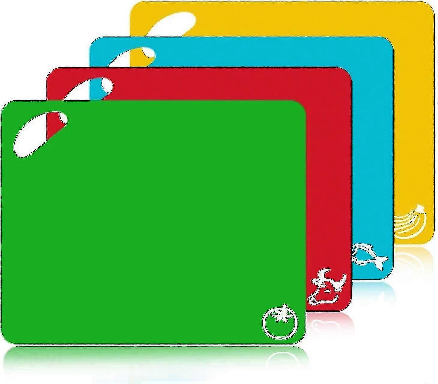 Extra Thick Flexible Plastic Kitchen Cutting Board Mats Set, Set Of 4